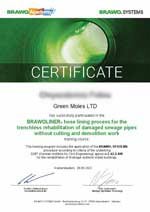 Brawoliner-training-trenchless-no-dig-pipeline-repair Brawoliner hose lining trenchless rehabilitation damaged sewage pipes without cutting demolition training certificate