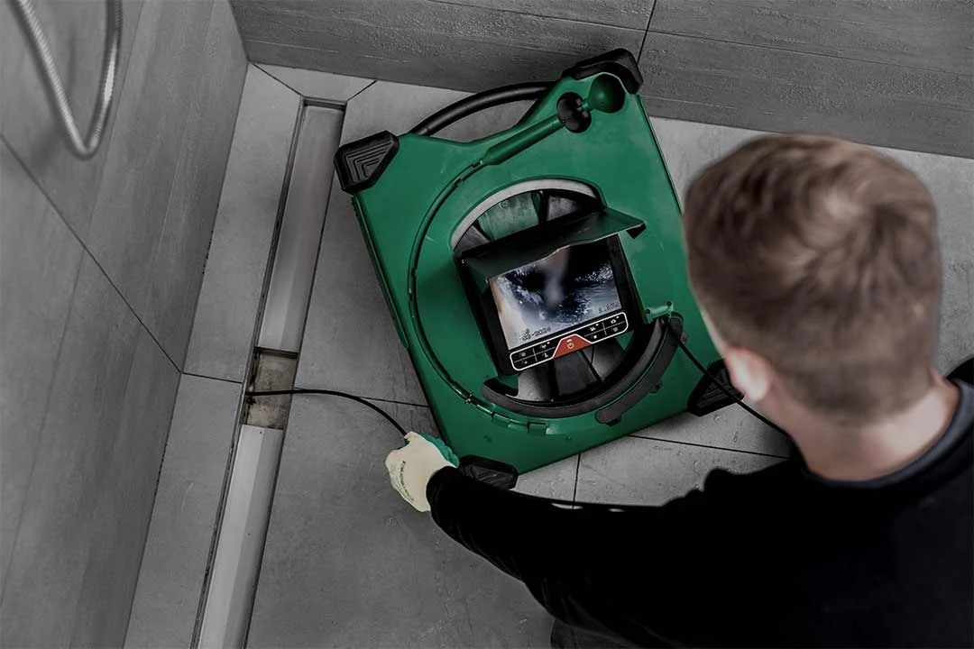miniflex19-shower-drain-inspection-1080×720 Camtronics Mini Flex 19 inspection camera in use inspecting a shower drain